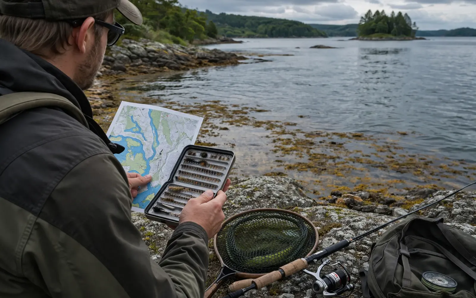 Illustrasjonsbilde for seksjonen Slik velger du riktig fiskekort første gang i artikkel om Sjøørret fiske regler: hva gjelder i elv, kyst og munningssoner?